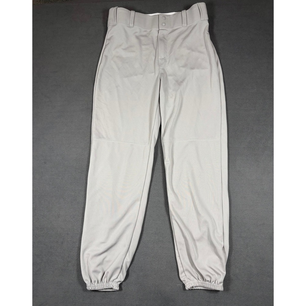 Alleson Athletic Baseball Pants Mens Large Gray Elastic Hem Double Knee